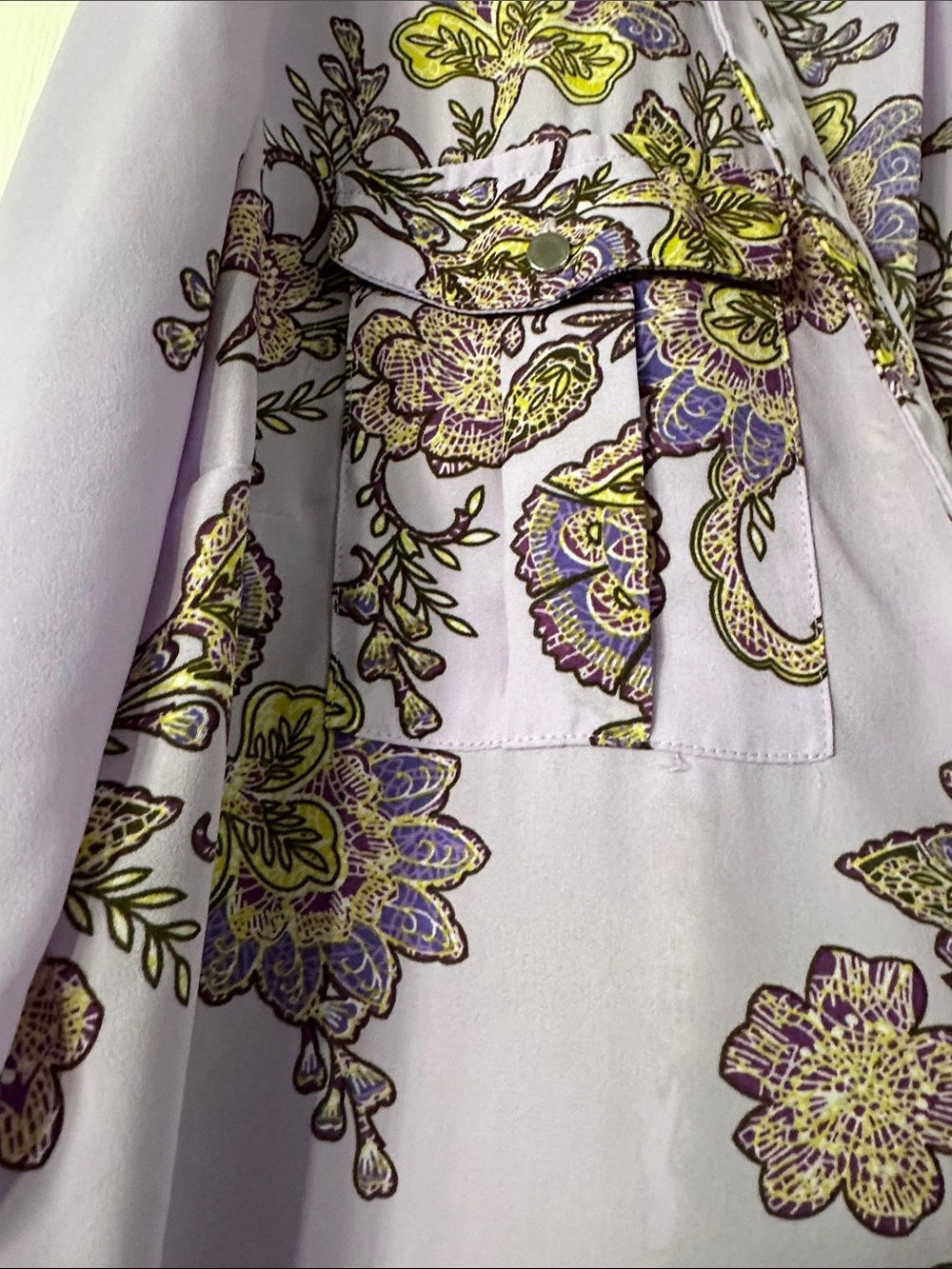 New York & Company Lavender Floral Button-Down Shirt - Picture 5 of 8